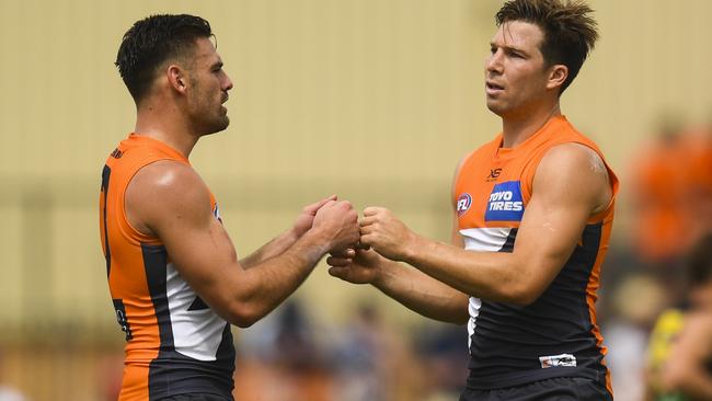 GWS captain Stephen Coniglio says now is not the time for tough talk with Toby Greene. Picture: AAP