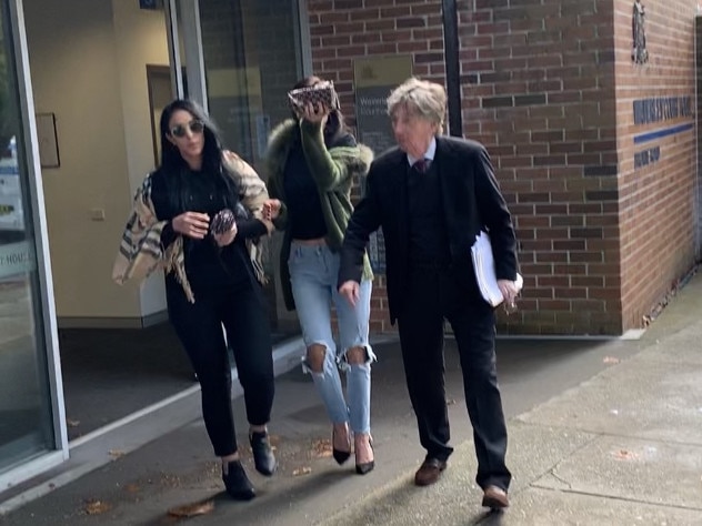 Feda Merhi and Laila Elali (pictured with their solicitor leaving court) had booked the trip prior to their arrest last month. Picture: Anton Rose