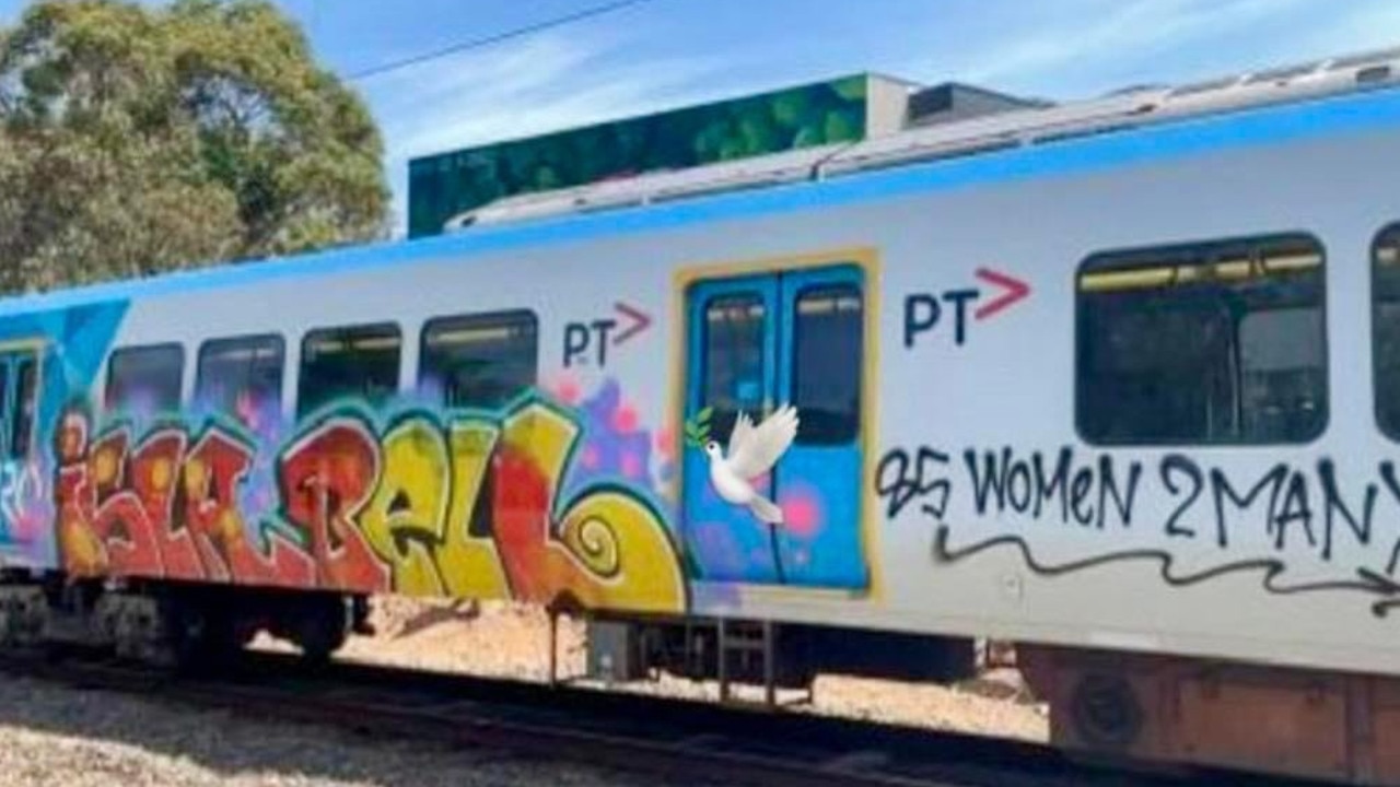 A Melbourne train has been graffitied with Isla Bell's name. Picture: Facebook.