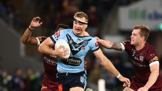 Tom Trbojevic was a standout for the Blues in State of Origin 2021, winning the Wally Lewis medal as player of the series. Picture: NRL Photos.