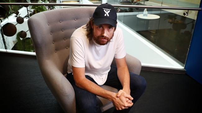 17/3/17: Billionaire software developer Mike Cannon-Brookes speaking about the energy debate in the wake of power failures in South Australia. Pictured at the Atlassian offices in Sydney. John Feder/The Australian.