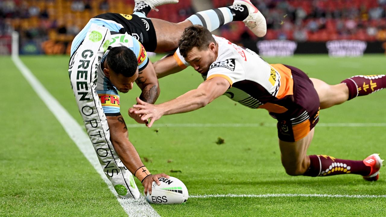 Sione Katoa scored another incredible try, going within centimetres of touch in goal. Picture: Getty Images.