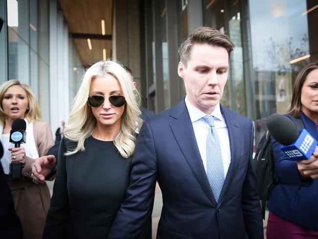 Roxy Jacenko and husband Oliver Curtis leave the Supreme court in Sydney after Curtis’ sentencing hearing. Picture: Renee Nowytarger/The Australian.