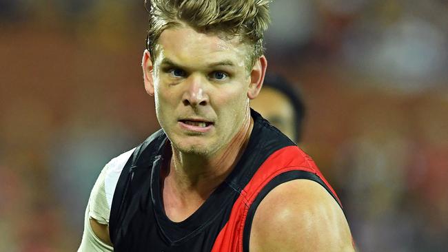 Essendon's Michael Hurley with eyes for the ball. Picture: Tom Huntley