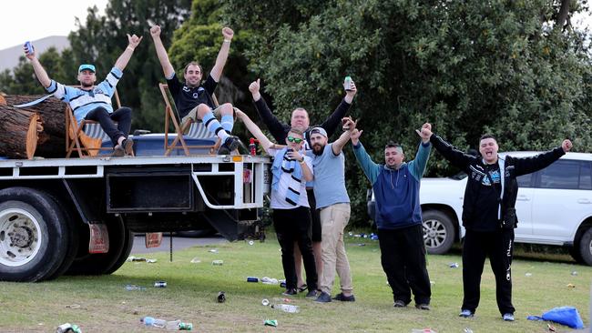 Fans still going hard at 7am. Picture: Stephen Cooper