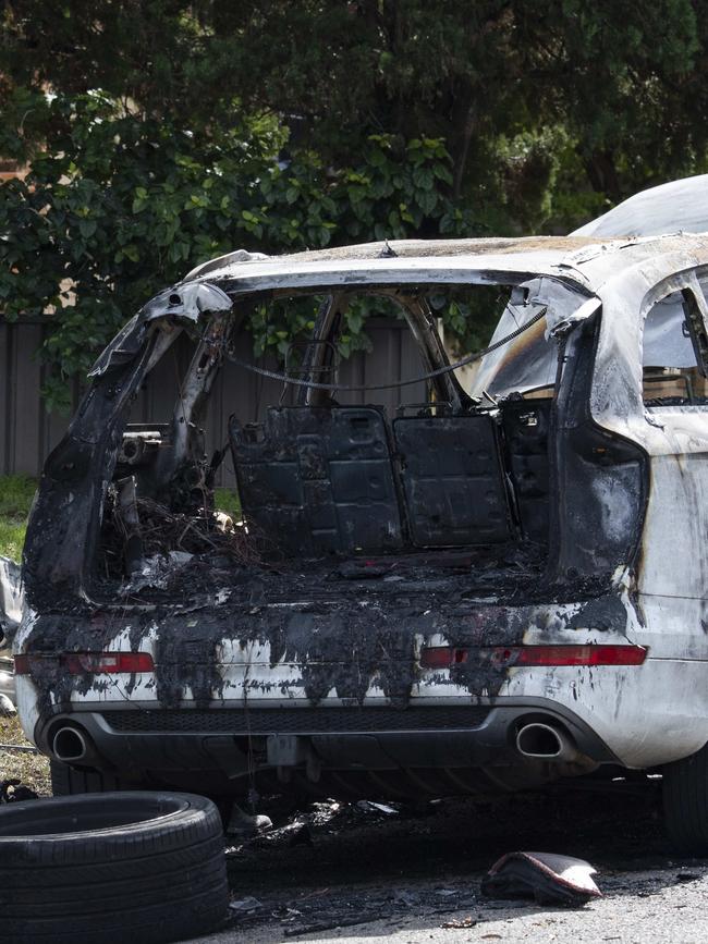 August 13 shooting, which saw a burnt out car abandoned in Revesby Picture: Monique Harmer