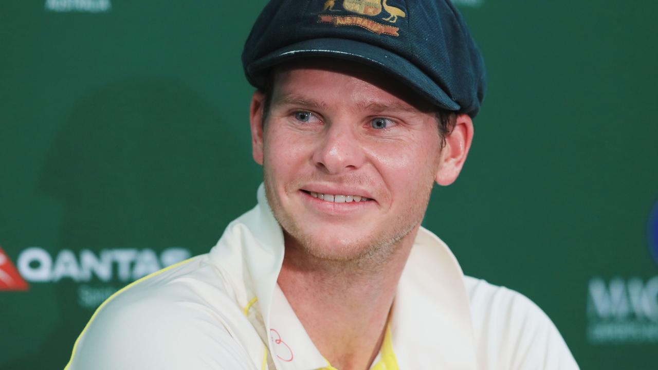 SYDNEY, AUSTRALIA - JANUARY 08: Steve Smith of Australia gives a press conference after day five of the Fifth Test match in the 2017/18 Ashes Series between Australia and England at Sydney Cricket Ground on January 8, 2018 in Sydney, Australia. (Photo by Mark Evans/Getty Images)