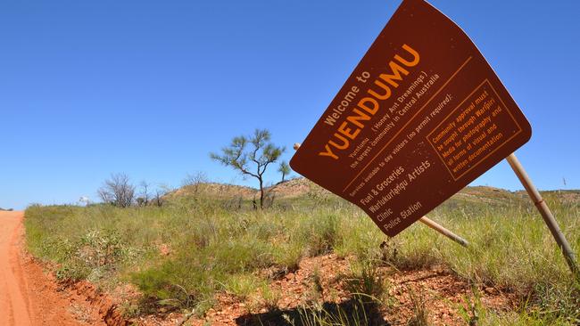 The Yuendumu welcome sign. Picture: Matt Garrick