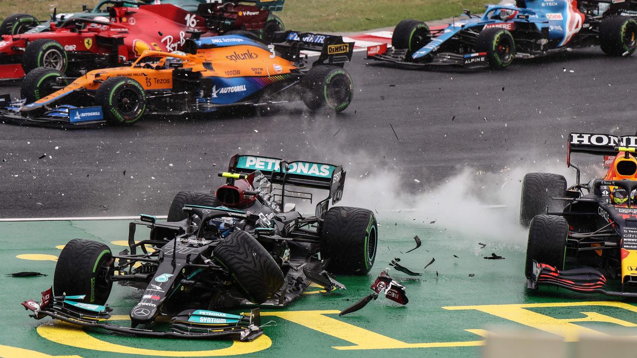 Five cars crashed out in a shocking first lap crash in the Hungarian GP.