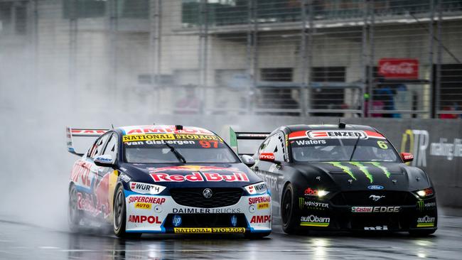 Shane van Gisbergen (L) and Cameron Waters (R) go head to head at The Bend this year. Picture: Getty