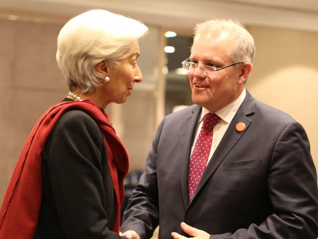 Scott Morrison meets International Monetary Fund managing director Christine Lagarde during the G20 Finance Ministers and Central Bankers meeting in Shanghai on the weekend.