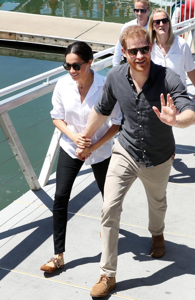 The couple arrive at the Great Sandy Straits Marina, Hervey Bay. Photographer: Liam Kidston