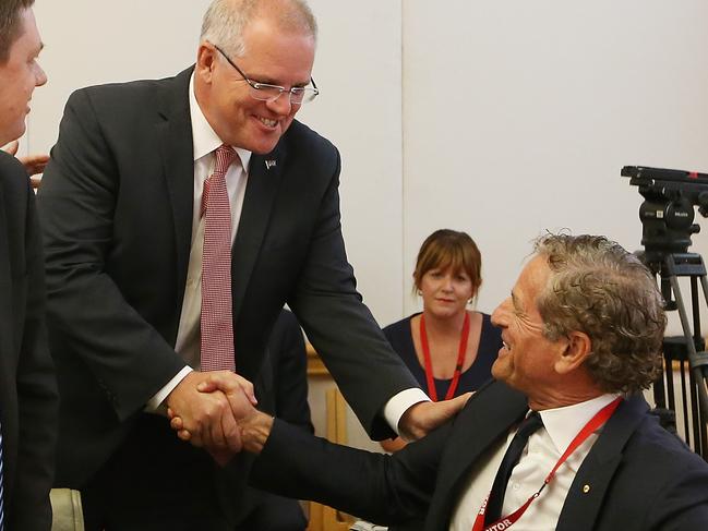 PM Scott Morrison and Mark Bouris at the Housing Industry Roundtable at Parliament House in Canberra. Picture Kym Smith