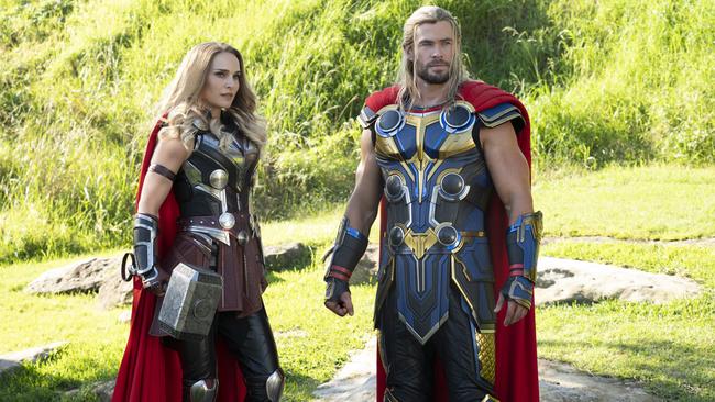 Natalie Portman and Chris Hemsworth in Marvel Studios' Thor: Love and Thunder. Picture: Jasin Boland