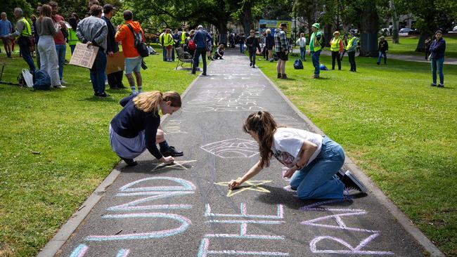 Schoolkids leave their mark. Picture: Mark Stewart