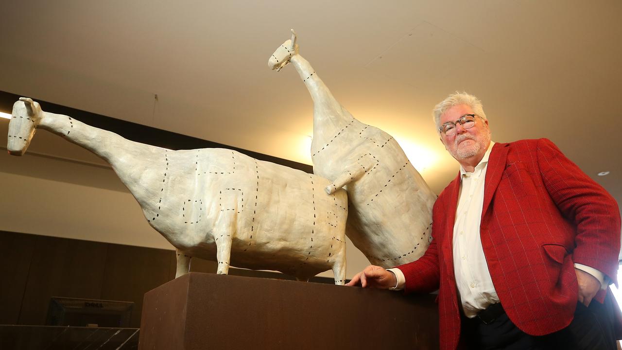 David Williams with his controversial art. Picture: Yuri Kouzmin