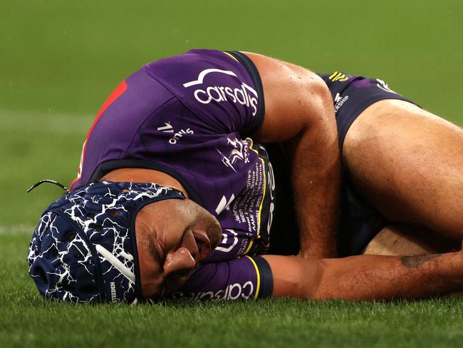 Jahrome Hughes suffered a hand injury against the Panthers. Picture: NRL Photos