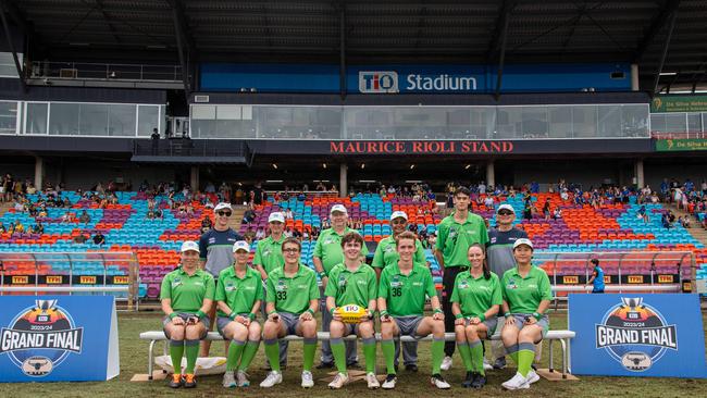 Umpires in the 2023-24 NTFL Women's Grand Final between PINT and St Mary's. Picture: Pema Tamang Pakhrin