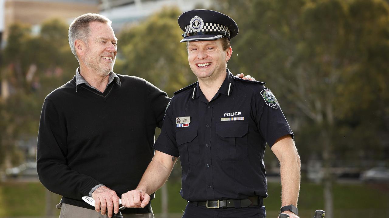 Retired police commissioner Gary Burns (left) with his son, Wade Burns. Picture: Bianca De Marchi