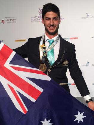 Victoria’s Trystan Sammut won bronze for bricklaying. Picture: Monique Hore