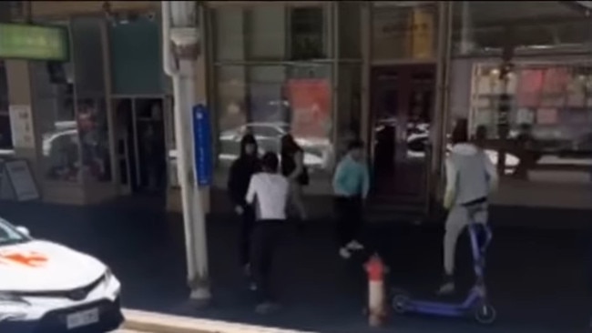 The group of teenagers seen fighting on Rundle Mall. Picture: 7NEWS