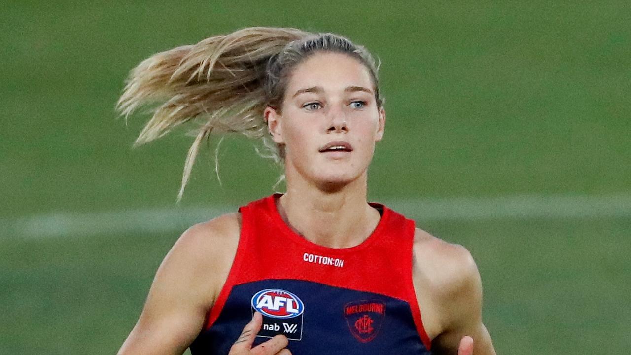 Tayla Harris of the Demons. Photo by Dylan Burns/AFL Photos via Getty Images