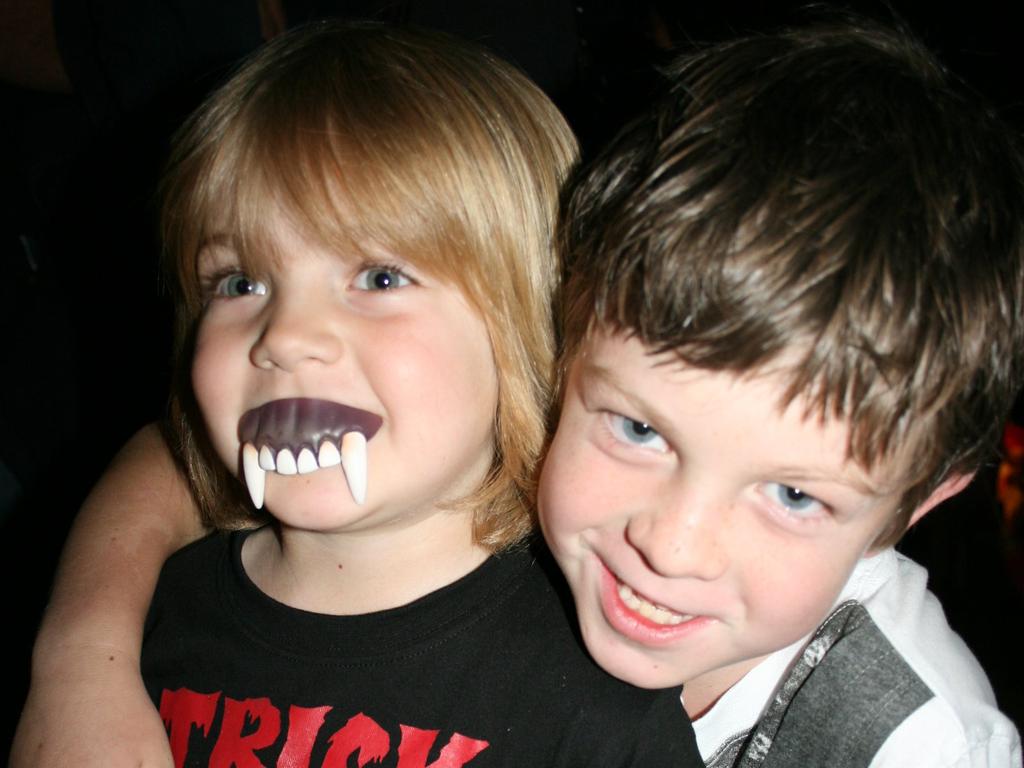 <p>Landon and Dylan Moore at the Rodeo Mardi Gras on Friday, October 29</p>