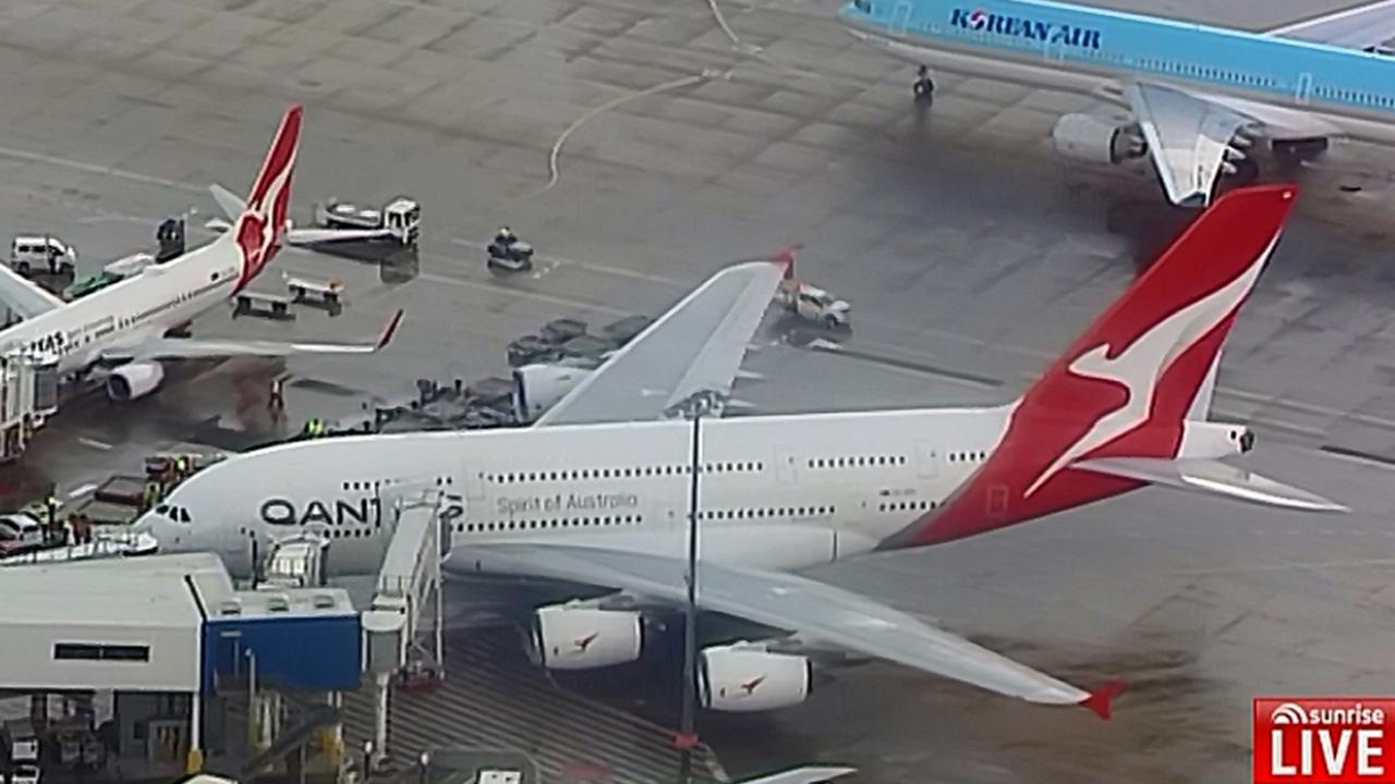 The Qantas plane that Harry and Meghan arrived on.