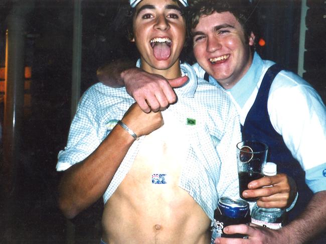 A photograph of Nathan Garriock (left) taken just hours before his violent death.