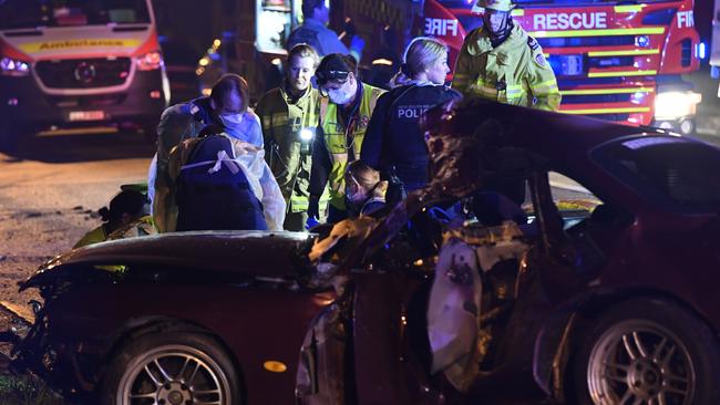 Emergency services at the scene of the accident. Picture: Gordon McComiskie