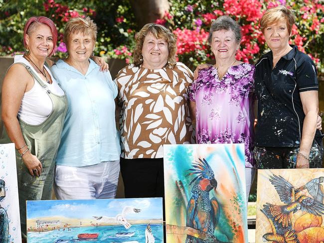 Escape Artists, Marty Ironside, Robynn Morro, Linda Huff, Dal Monaghan and Jenny Finn. Picture: Shae Beplate.