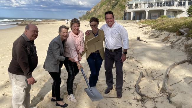 Nambucca Valley councillors John Wilson and Rhonda Hoban, Oxley MP Melinda Pavey, Emergency Services Minister Steph Cooke and deputy premier Paul Toole at the symbolic sod turn on Tuesday, July 26. Picture: Chris Knight