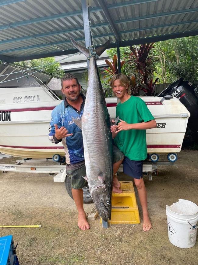 Giant Spanish mackerel caught off the coast of Tweed by angler Nathan Warlosz. Picture: Supplied