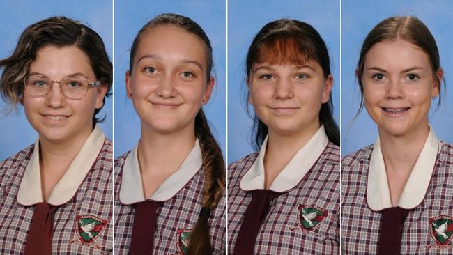 Saint Mary’s Catholic College cultural captains Jasmin Kemp and Tia Sauer, mission captains Ally Kemp and Bella Hams