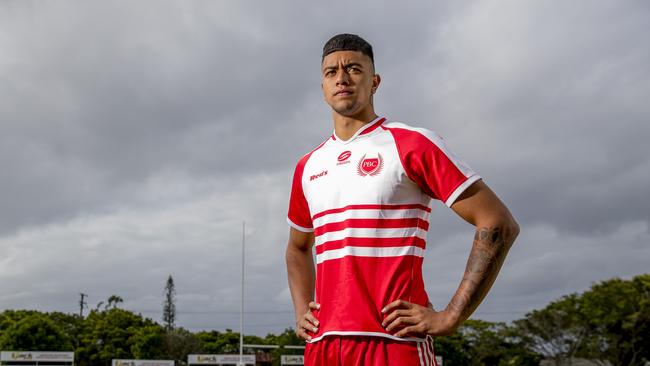 The Langer Cup final is being played on Wednesday between Gold Coast heavyweights Palm Beach Currumbin High School and Keebra Park High School.  PBC player, Xavier Willison, 18.     Picture:  Jerad Williams