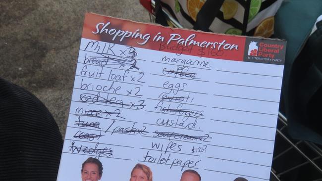 Paula provides a snapshot her shopping list which can cost upwards of $300. Picture: Harry Brill.