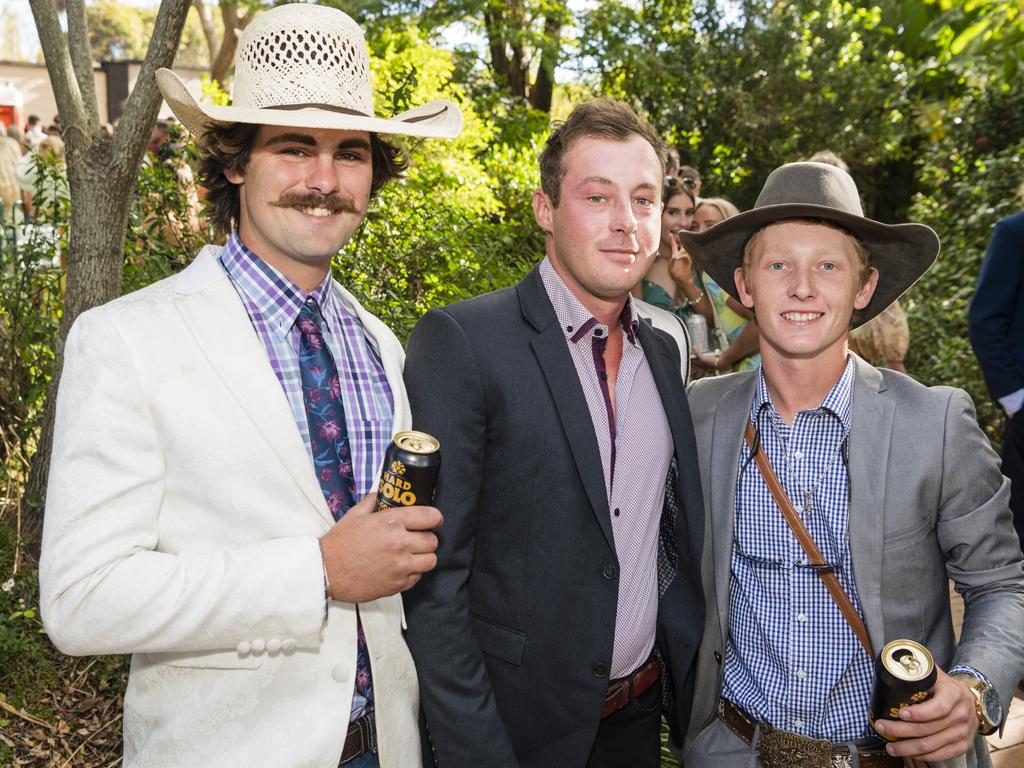 At 2023 Audi Centre Toowoomba Weetwood race day are (from left) John Dean, Zac Johnson and Cody Groves. Picture: Kevin Farmer