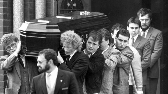 The funeral of Graeme Jensen. Jensen was shot dead by police