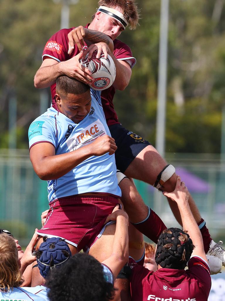 Action from the Colts 1 Club rugby union game between University of Queensland and Norths. Picture: Tertius Pickard