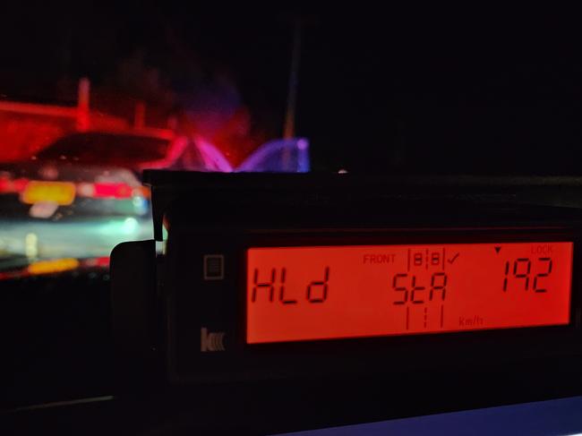 A P-plater driver, 18, was allegedly clocked travelling 192km/h in a 50km/zone on Hakone Rd, Woongarrah, on August 1, 2024. Picture: NSW Traffic & Highway Patrol Facebook