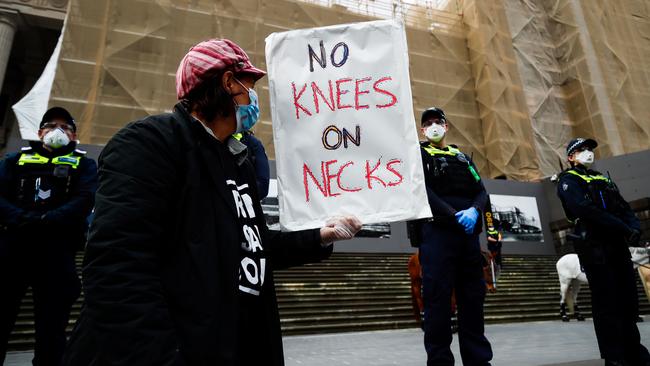 Victorian health officials aren’t convinced she contracted the virus at the protest. Picture: Con Chronis