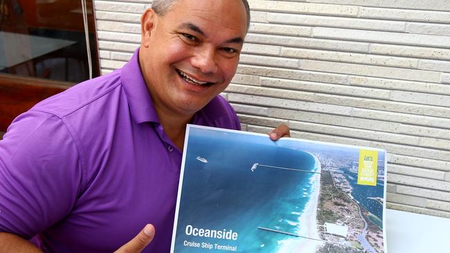 Mayor Tom Tate is hoping to keep the cruise ship terminal alive with a new site to be at Philip Park, Main Beach. Pic by David Clark