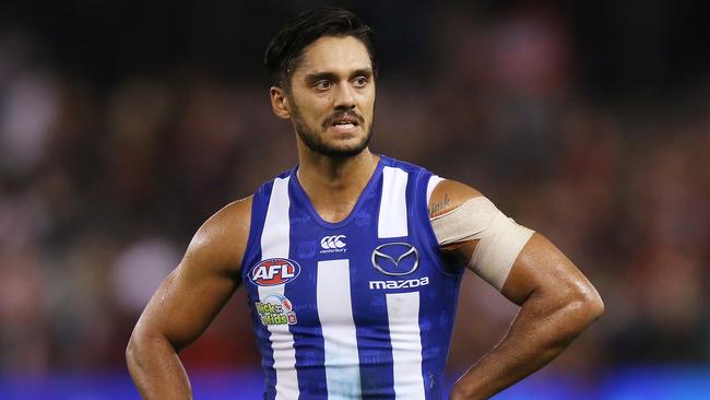 The Roos have dropped Aaron Hall to the VFL despite 20 disposals and two goals last week. Picture: Getty Images