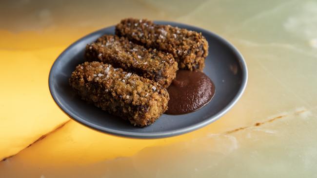 Big flavours: Kangaroo tail croquettes. Pic Mark Cranitch.