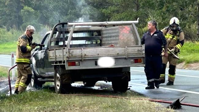 The ute that was on fire at Kulangoor. Picture: Supplied