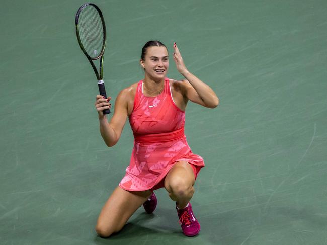 Sabalenka celebrates her epic win over Keys at the US Open last year Picture: AFP