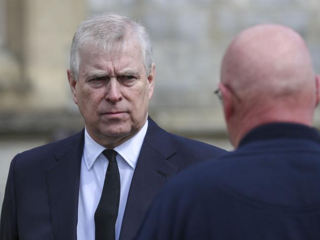 WINDSOR, ENGLAND - APRIL 11: Prince Andrew, Duke of York, attends the Sunday Service at the Royal Chapel of All Saints, Windsor, following the announcement on Friday April 9th of the death of Prince Philip, Duke of Edinburgh, at the age of 99, on April 11, 2021 in Windsor, England. (Photo by Steve Parsons - WPA Pool/Getty Images)