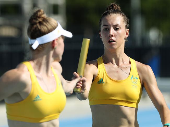 Jessica Thornton trains with the Australian athletics team in Bradenton. Picture: Adam Head