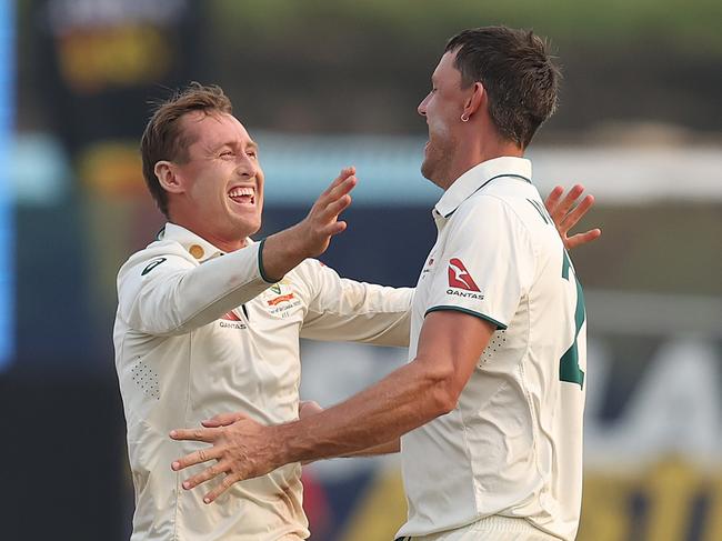 Marnus Labuschagne celebrates Beau Webster’s wicket with off-spin. Picture: Getty Images