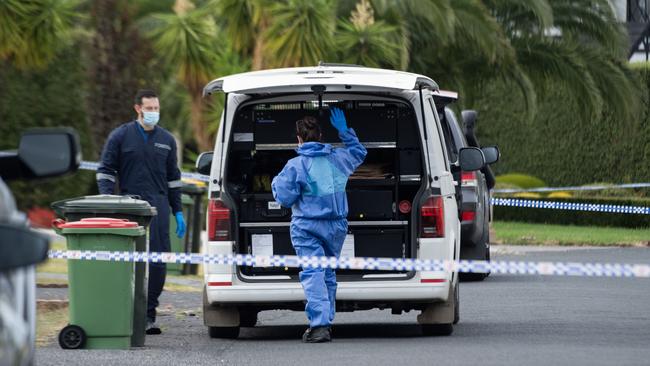 MELBOURNE AUSTRALIA - Newswire Photos MARCH 12TH 2024 : A man has been found dead outside a home on a quiet street in Buchanan Place Greenville, triggering an investigation by the homicide squad. PICTURE : NCA Newswire / Nicki Connolly